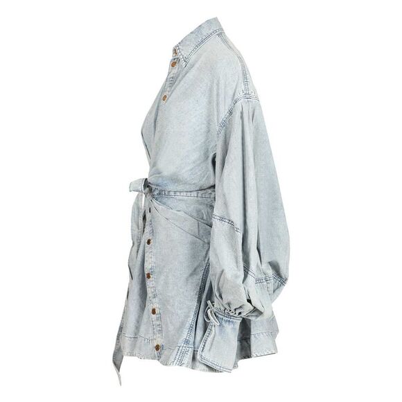 Zimmermann Women Rebellion Denim Wrap Mini Dress - Picture 3 of 7